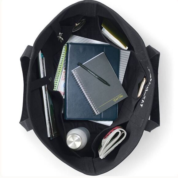 Land's End Tote Canvas embroidered full zipper  black size large various handles - Picture 11 of 12